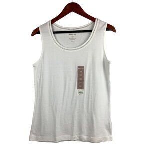 White Stag Womens Sleeveless Tank Top S (4-6) 100% Cotton White Made In Indonesi